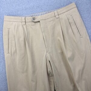 NEW Saint Hilaire Pleated Dress Pants Mens 38x33 Beige Chino Hidden Zip Pocket
